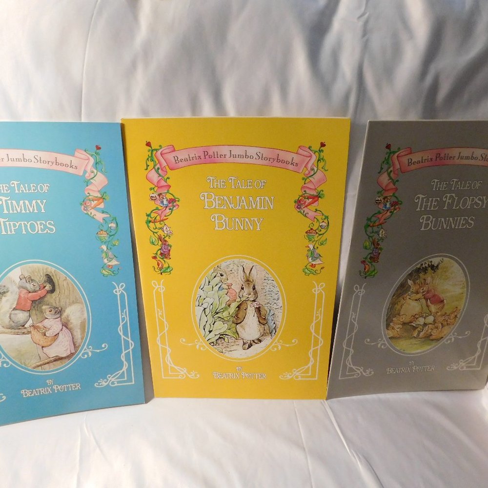 BEATRIX POTTER JUMBO STORY BOOKS BENJAMIN BUNNY TIMMY TIPTOES THE FLOPSY BUNNIES